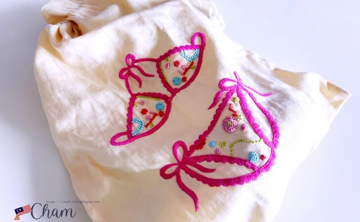下着の収納に便利な刺繍付き巾着