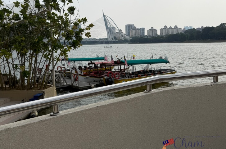 ピンクモスクの周辺の湖を周るボート