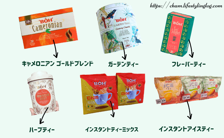 マレーシアの紅茶ブランドのBOH Tea（ボーティー）の商品の種類