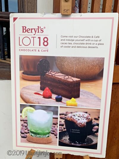 クアラルンプールのチャイナタウンにあるBeryl's LOT18のカフェメニュー