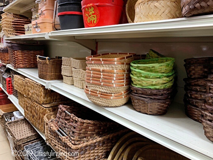 The Basket Shopの店内で販売されているかご商品