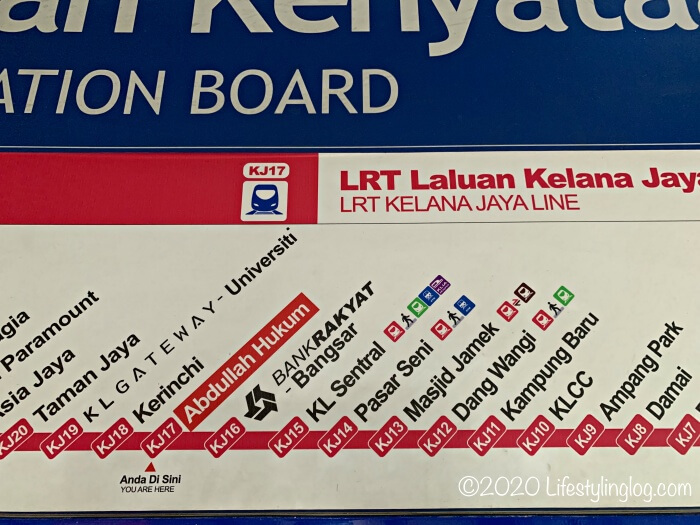 LRT（Kelana Jaya Line）の路線図