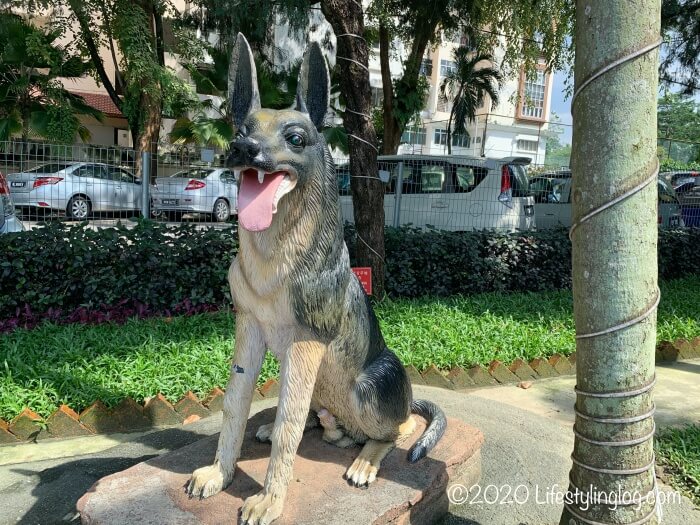 クアラルンプールの天后宮（Thean Hou Temple）の敷地内にある狗