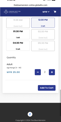 ブルーマンションの見学予約ページで時間帯を選択している画面