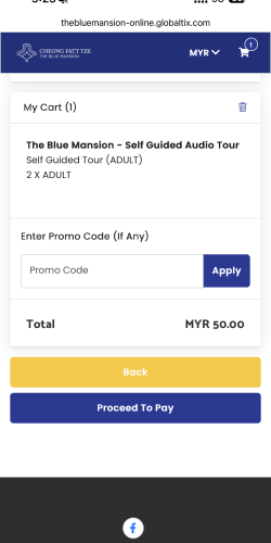 ブルーマンションの見学予約ページのチェックアウト画面