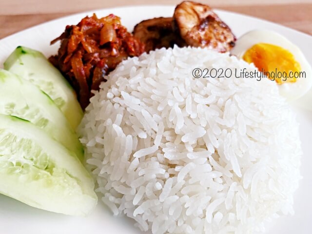 手作りしたNasi Lemak（ココナッツライス）