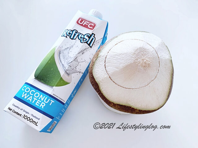 UFC Refresh Coconut Waterと生のココナッツ