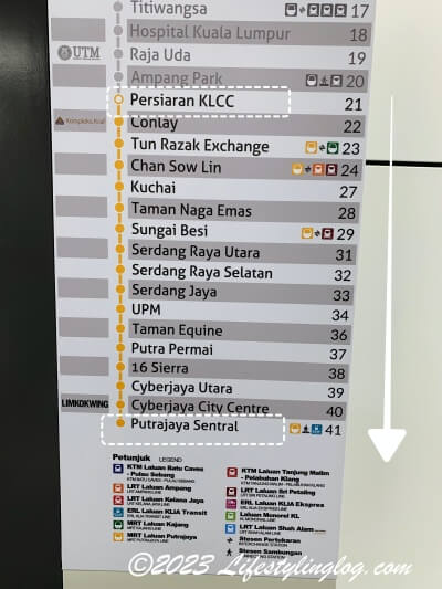KLCCからプトラジャヤまで直行できるMRTのイエローライン