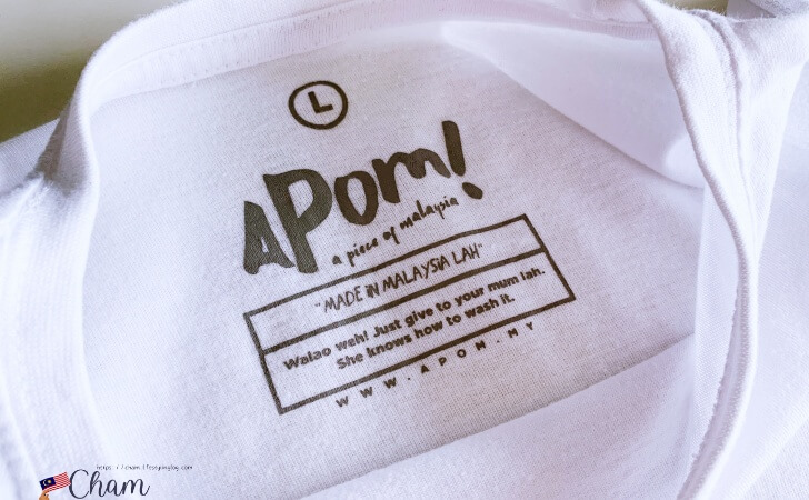 マレーシアらしいスラングを使った説明書きがあるAPOM！のパロディシリーズのドリアンキングTシャツ
