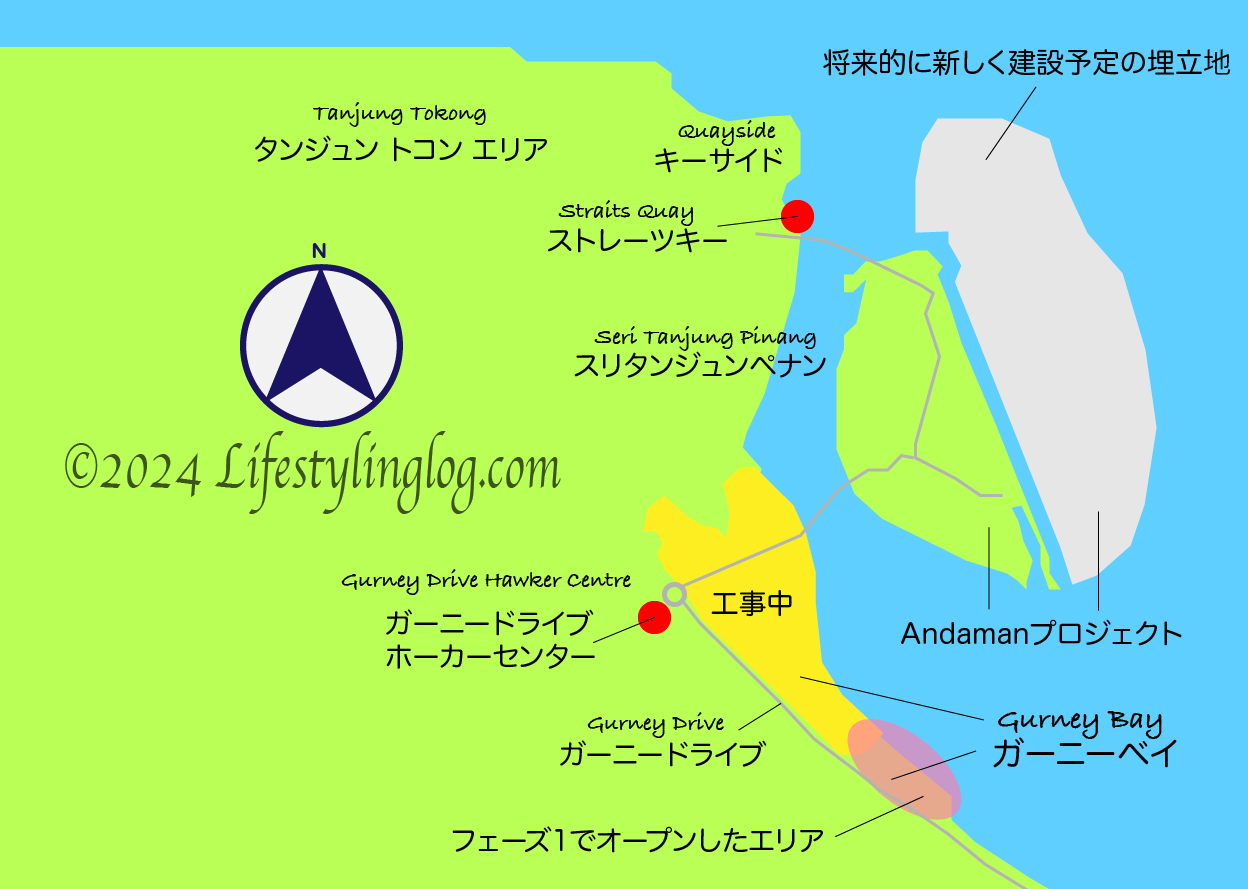 タンジュントコンやガーニーで進んでいる開発状態を示すイメージマップ