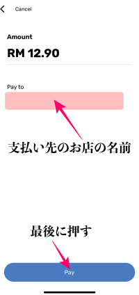 My TouristPay Appのアプリの最終確認画面