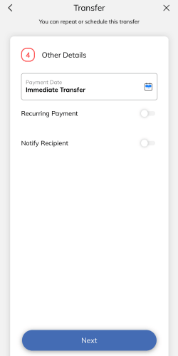 銀行アプリからタッチアンドゴーeWalletに送金する画面