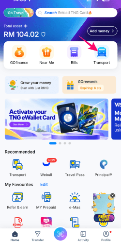 タッチアンドゴーeWalletでリンクしたタッチアンドゴーカードにチャージする方法