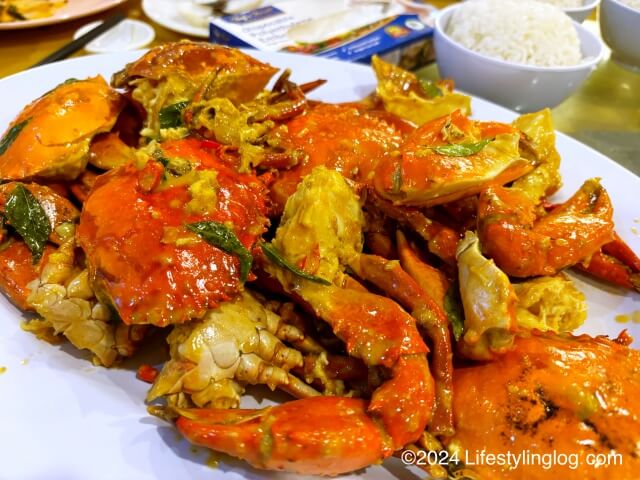 マッドクラブを甘香の味つけをした双天海鮮樓（Suang Tain Seafood Restaurant）の金甘蟹