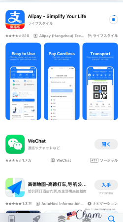 Alipayアプリのダウンロード画面