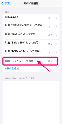 eSIM-san（イーシムさん）のeSIMを追加したところ
