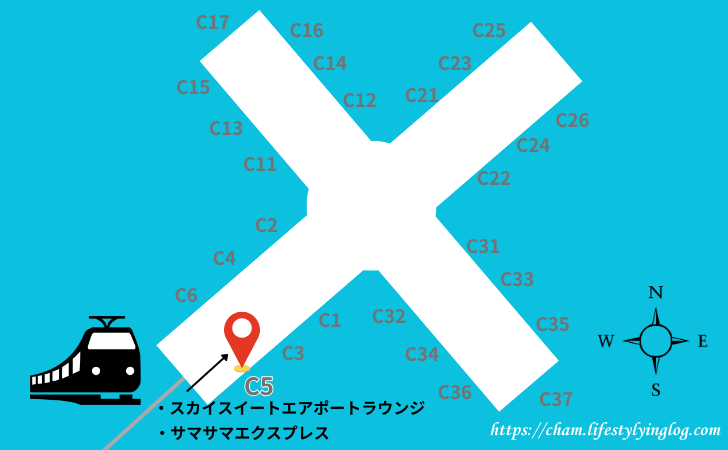 クアラルンプール国際空港サテライトLevel 1のラウンジマップ