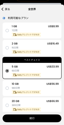 Saily（セイリー）のグローバルeSIMプランと料金
