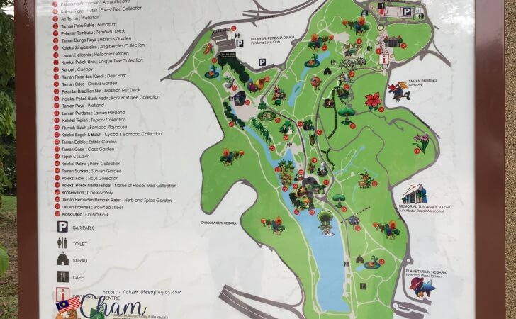 クアラルンプール植物園(旧レイクガーデン)の地図
