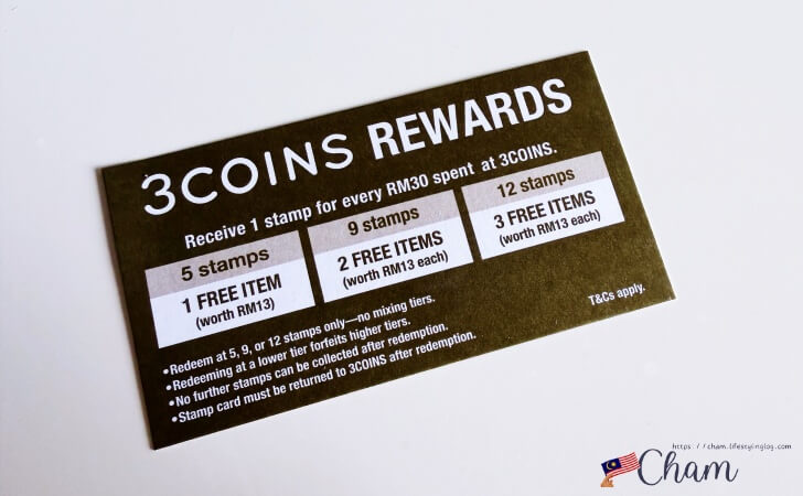 マレーシアの3Coinsのスタンプカード