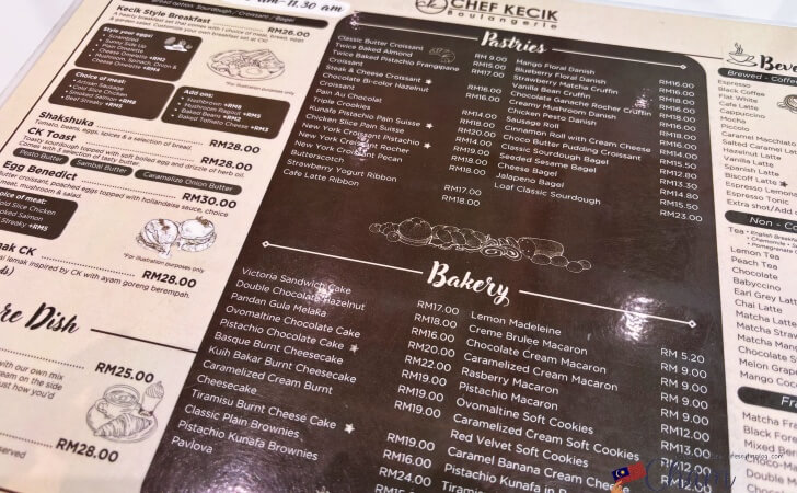 Chef Kecik Boulangerie @ Tuah 1895のペイスリーやパンのメニュー
