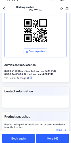 トリップドットコムで購入したザ・ハビタットペナンヒルのチケット
