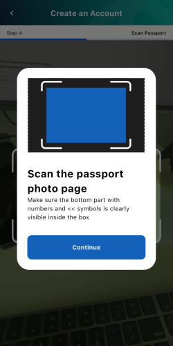 MyNIISe(マイニース)のパスポート顔写真スキャン指示画面
