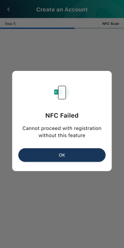 MyNIISe(マイニース)でNFC読込に失敗したエラー画面