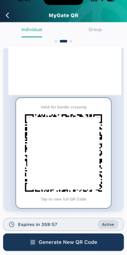MyNIISe(マイニース)でQRコードを生成した画面
