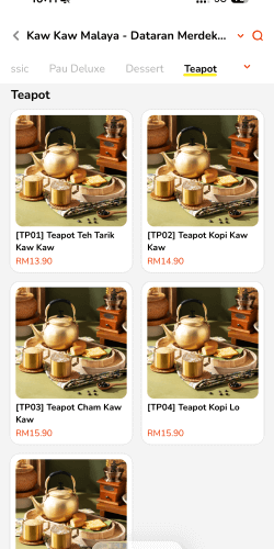 Kaw Kaw Malaya(カウカウマラヤ)のティーポットシリーズメニュー