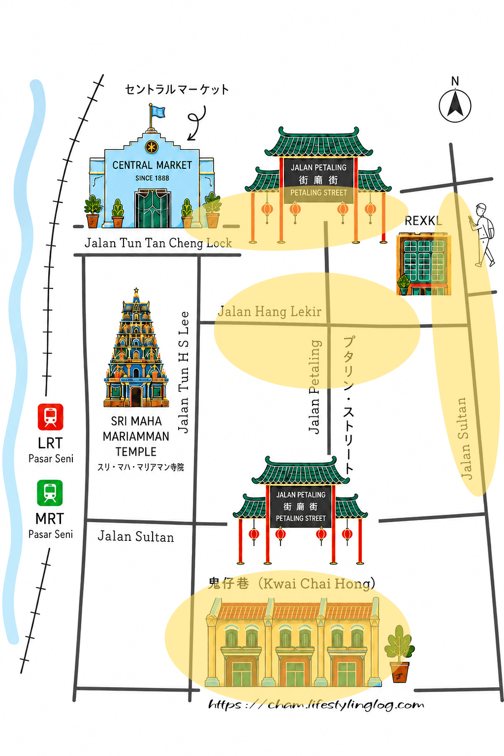 クアラルンプールチャイナタウンのグルメマップ